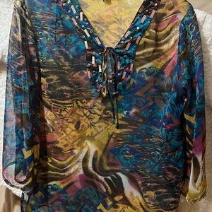 Mix Nouveau Multicolor Sheer Women's Top